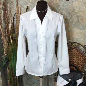 Jones New York 🌹 signature easy care white button shirt top blouse tunic